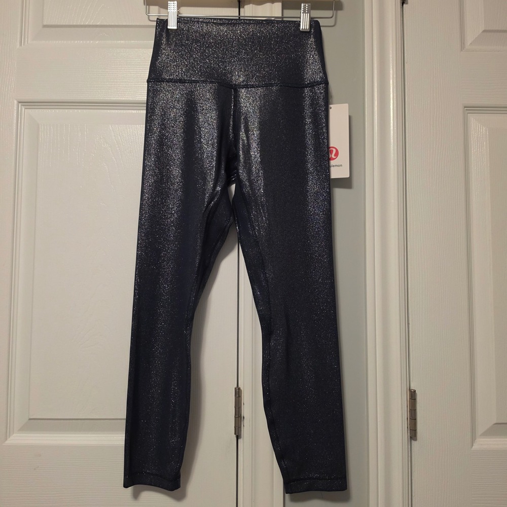 Lululemon Align HR Pant 25 Shimmer Black Metallic Leggings Size 6